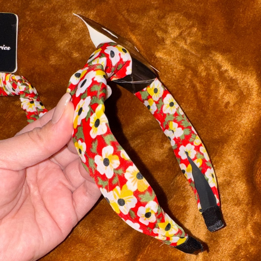 Floral Red & Yellow Headband Set NWT - Picture 4 of 11